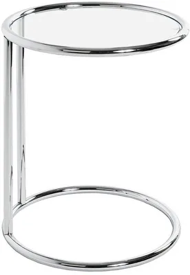 Image de Unyqoos® : Table d'appoint moderne, ronde, avec structure en chrome et plateau en verre de sécurité transparent, compacte (H 55 x Ø 45 cm), idéale pour le salon et l'entrée