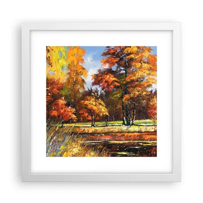 Produktbild von Gerahmtes Poster - Weißer Rahmen - Park Herbst Wasser - 30x30 cm - Wand Bild - Wanddeko - Wandbilder - Kunstposter - Wandposter - Bilderrahmen - Bilder - Kunstdruck - Wandbild - P2WAC30x30-3536
