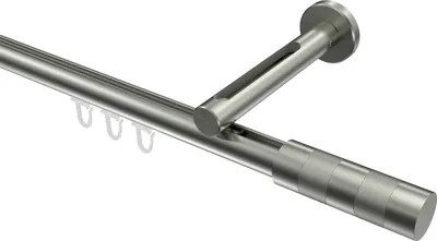 Produktbild von Interdeco Innenlaufstange / Gardinenstange mit Innenlauf Edelstahl-Optik, Typ Siteno Mavell (Zylinder Bicolor), 20 mm Ø 1-läufig, 360 cm