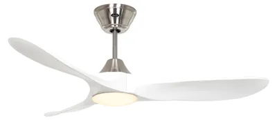 Image de Ventilateur de plafond à basse consommation avec éclairage LED et télécommande Eco Genuino-L 122 cm Chrome brossé & Blanc mat