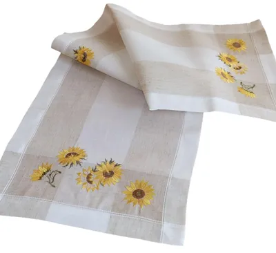 Produktbild von Tischläufer FIBONA Sonnenblumen Landhaus Polyester 40 x 140 cm