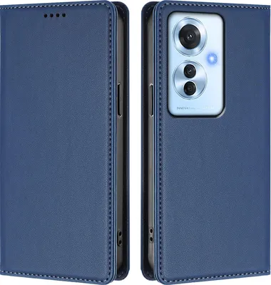 Immagine prodotto di Custodia in pelle per Oppo Reno11 F 5G, custodia flip magnetica in Finto cuoio con supporto Blu scuro