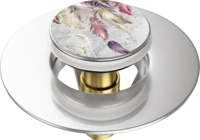 Produktbild von SANILO® Pop-Up Waschbeckenstöpsel, universal Pop Up Abflussstopfen mit Motiv - Federn