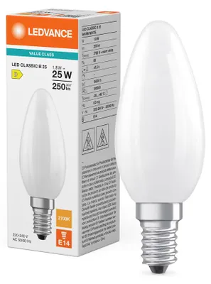 Obrázek produktu pro Osram LED CLASSIC B P, 1,8 W, 25 W, E14, 250 lm, 15000 h, Teplá bílá