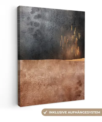 Produktbild von MuchoWow® - Leinwandbilder - Abstrakt - Gold - Design, Wandbild, Wanddeko Bilder Wohnzimmer, 90x120 cm