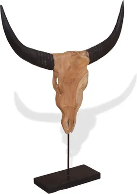 Immagine prodotto di Scultura Teschio di Toro in Teak 66x15x88 cm