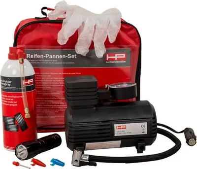 Immagine prodotto di Kit di riparazione forature HP con mini compressore da 12 V e sigillante
