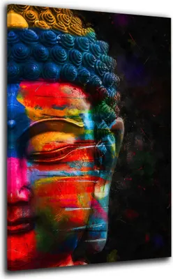 Produktbild von Buddha Pop Art Leinwandbild Wandbild Dekoration Kunst XL: 100x150x4cm