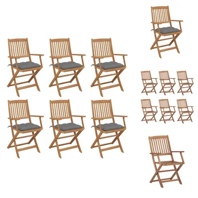 Image de vidaXL Chaises de jardin pliantes 6 pcs. avec coussins bois massif acacia - Chaises de jardin