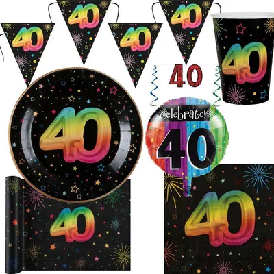 Produktbild von 40. Geburtstag Partyset bunt Geburtstagsdeko Geburtstag Dekoration Jubiläum Frau Mann