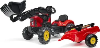 Produktbild von Tret-Traktor mit Frontlader und Anhänger, Rot, Supercharger, Falk, Für Kinder von 2 bis 5 Jahren
