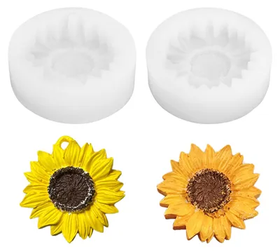 Productafbeelding van Zonnebloemvormen voor kaarsen - 3D siliconenmal voor het maken van kaarsen - 2 stuks