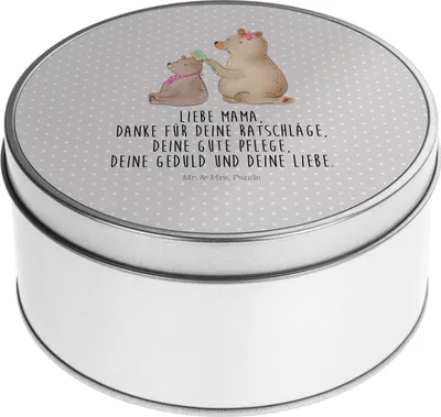 Produktbild von Mr. & Mrs. Panda Erinnerungsbox Bär Kind - Grau Pastell - Geschenk, Aufbewahrungsdosen, Mutter, bonbondose, Vorratsdosen, Kaffeedose, Muttertag, Familie, Mama, keksdosen