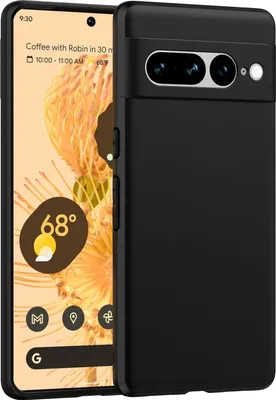 A black phone case is shown next to a Google Pixel 7 Pro phone.