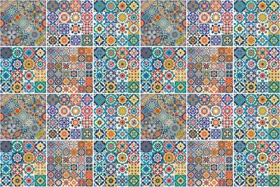 Produktbild von Fliesenaufkleber 20 x 20 cm – 24 Stück – Selbstklebend – Wasserfest – Pflegeleicht – Hitzebeständig – Für Küche & Bad – Feine Mosaike mit Details