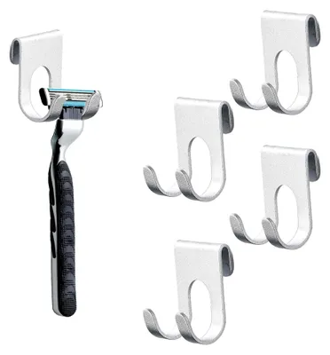 Produktbild von 4er Set Rasiererhalter für die Dusche, selbstklebende Edelstahlhaken für Badezimmer und Küche, ohne Bohren
