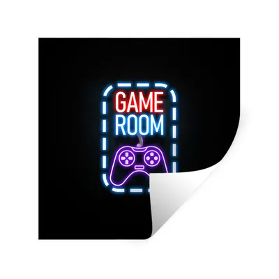 Produktbild von MuchoWow® Wandtattoo Wandsticker Wandaufkleber Neon - Zitate - Spielzimmer - Controller - Schwarz 80x80 cm Selbstklebend und Repositionierbar - Wierderverwendbar - Selbstklebend