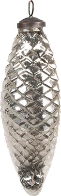 Produktbild von Clayre & Eef Weihnachtskugel Ø 6x16 cm Silberfarbig Glas