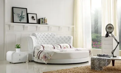 Produktbild von Rundes Bett Rund Design Betten Leder Doppel Luxus Hotel Gestell Schlaf Zimmer