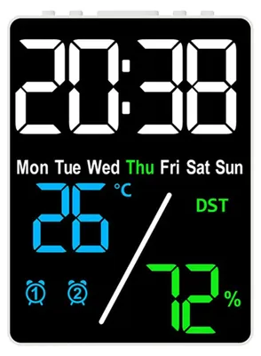 Digitalwecker mit Temperatur, Luftfeuchtigkeit, USB, weiß
