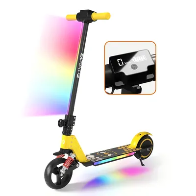 Produktbild von Elektroscooter Kinder Klappbar E-Scooter 14Km/h Mit LCD-Anzeige Cityroller Stoßdämpfende Funktion LED-Beleuchtung Elektroroller Gelb