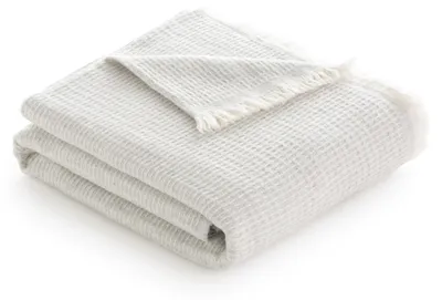 Immagine prodotto di Coperta in cotone extra morbida con motivo - Plaid multifunzionale color grigio chiaro