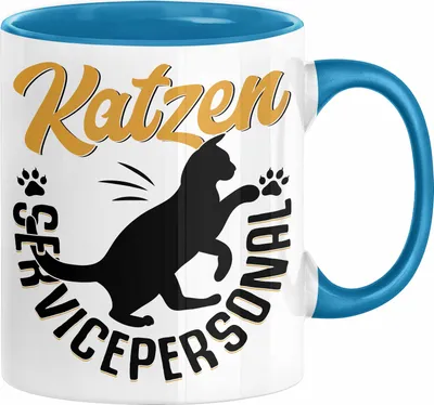Produktbild von Katzen Geschenk Tasse Katzen-Besitzerin Kaffeebecher Katzen Servicepersonal Geschenkidee (Blau)