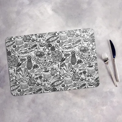 Produktbild von Tischset 6x45x30 cm Platzset Tischmatte Platzmatte Untersetzer - Lebensmittel Doodle