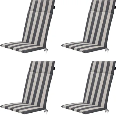 Produktbild von Madison – Amora Hochlehnen-Gartenstuhlkissen – Grau – 120 x 50 x 4 cm – 4er-Set