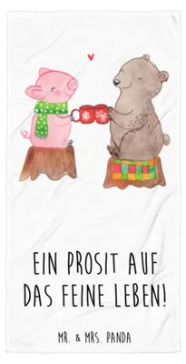 Produktbild von Mr. & Mrs. Panda Duschtuch Glühschwein Sause - Weiß - Geschenk, Großes Badehandtuch, Weihnachten, Prost, Frotteehandtuch, Weihnachtszeit, Handtuch, Schwein, Reisehandtuch