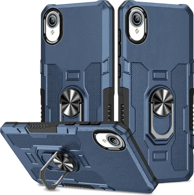 Produktbild von VIVO Y91C Hülle, Dual Layer Robuste Rüstung Ringhalter Ständer Schutzhülle für VIVO Y91C / Y1S Blau