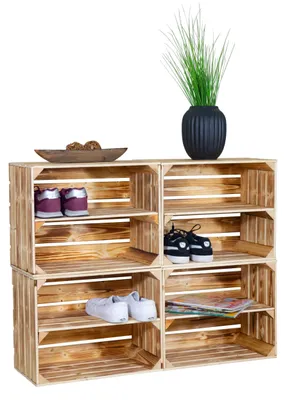 Produktbild von Schuhregal mit 8 Ebenen Schuhschrank, Schuhaufbewahrung, Schuhorganizer, für bis zu 16 Paar Schuhe, für Wohnzimmer, Flur (Geflammt)