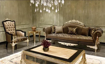 Produktbild von Braune Chesterfield Wohnzimmer Sofas 3-Sitzer Textilsessel Couchtisch