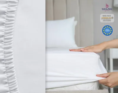 Produktbild von Beautex Spannbettlaken Jersey Baumwolle Premium,140x200cm,Weiß, Matratzenart:Standardmatratze