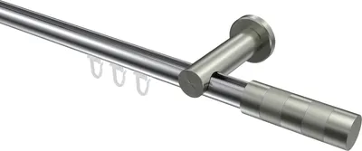 Produktbild von Interdeco Innenlaufstange / Gardinenstange mit Innenlauf Chrom / Edelstahl-Optik, Typ Platon Mavell (Zylinder), 20 mm Ø 1-läufig, 120 cm