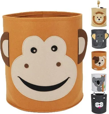 Produktbild von Aufbewahrungsbox für Kinder, Spielzeugkorb für Kinder, Filz-Aufbewahrungsbox, Kinderzimmer, Wäschekorb, Tierdesign, pädagogisch, umweltfreundlich, 40 cm