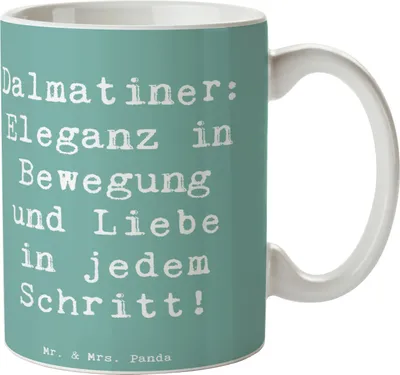 Produktbild von Mr. & Mrs. Panda Kaffeebecher Spruch Dalmatiner Charme - Meeresbrise - Geschenk, Hunderassen, Hunderasse, Becher, Herzenseroberer, Pflege, Bewegung, Hunde, Tasse