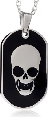 Produktbild von Edelstahl Anhänger Dog Tag Totenkopf Epoxy Schwarz Mit Edelstahl Kette - PD1839 - 50.0 Zentimeter