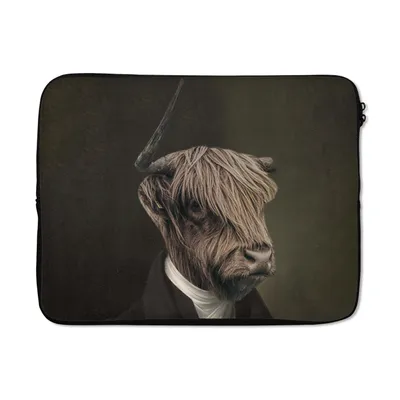 Produktbild von MuchoWow® Laptop Hülle 15 Zoll Schottischer Highlander - Malerei - Tierkopf Laptoptasche - Laptoptasche - Sleeve - Rundum-Schutz