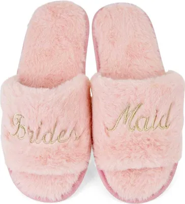 Image de Keanu - Pantoufles "Bridesmaid" pailletées pour femmes, fourrure synthétique, à enfiler TC347 (35,5 EU - 37 EU) (Rose clair)