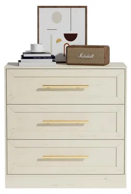 Productafbeelding van Kommode met 3 lades, opbergkast, dressoir, beige, MDF