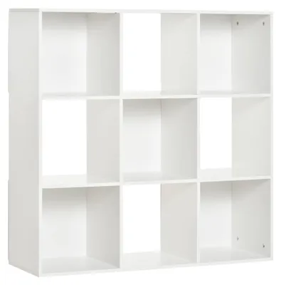 Immagine prodotto di HOMCOM Libreria Bianca Per Casa E Ufficio, Scaffale Dal Design Moderno Con 9 Scomparti In Legno, 91.5 X 29.5 X 91.5 Cm