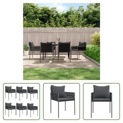 Produktbild von The Living Store Gartenstühle mit Kissen 6 Stk. Schwarz 54x61x83 cm Poly Rattan