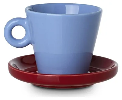 Zdjęcie produktu dla Estia | Filiżanka do espresso – filiżanka – filiżanka do kawy 100 ml – niebiesko-czerwona – z spodkiem – z porcelany