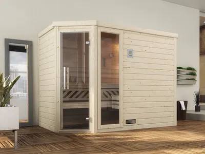 Produktbild von weka Premium Massivholz-Sauna TURKU Gr. 3 Sparset 7,5 kW OS inkl. digitaler Steuerung x B x T x H x 245 x 195 x 205