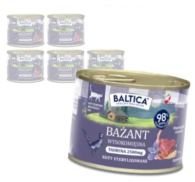 Zdjęcie produktu dla Baltica Smaki Regionów Bażant 6x185g Bezzbożowa Mokra Karma Dla Kotów Sterylizowanych