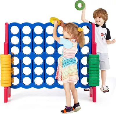 Produktbild von Riesen 4 Gewinnt Spiel, Strategiespiel für Kinder und Erwachsene, 4 in Einer Reihe, Brettspiel Spielzeug Gesellschaftsspiel 2 Spieler, Vier in Reihespiel Kinderspiel (Blau)