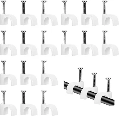 Produktbild von Famanu Kabelclips 100 Stück - 4 mm - 6 mm - 8 mm - 10 mm - Kabelmanagement - Weiß