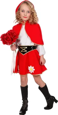 Produktbild von W3284-140 rot-weiß Kinder Kleid Mädchen Rotkäppchenkostüm Gr.140
