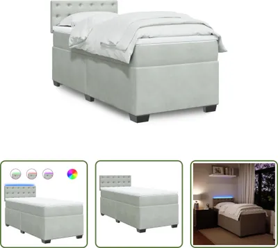 Produktbild von The Living Store Boxspringbett mit Matratze Hellgrau 80x200 cm Samt